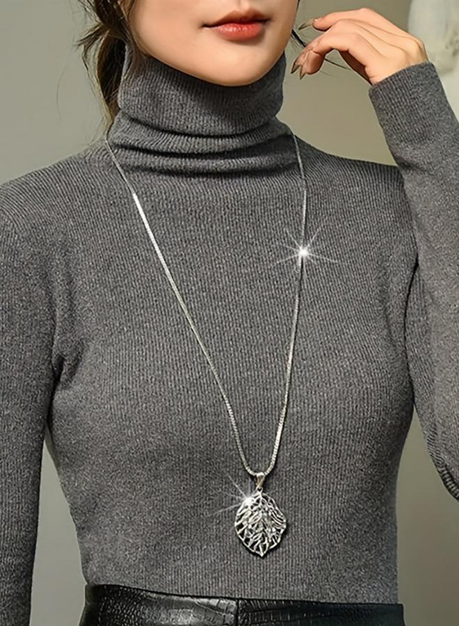 Take Two Women Silver Leaf Pendant Necklace - Image 2